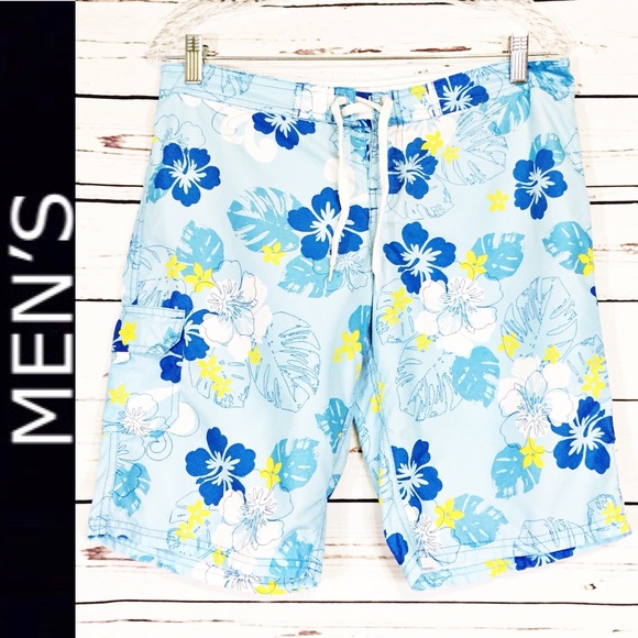 Kanu Surf Swim Kanu Blue Floral Printed Board Shorts Poshmark